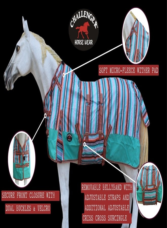 تشالنجر 74 بوصة، 1200D، غطاء بطن خفيف الوزن للخيول، ملاءة شتوية Serape 399B - Image 4